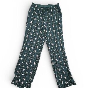 PINK Victorias Secret Green Plaid Christmas Dog Pajama Pants Small Regular
